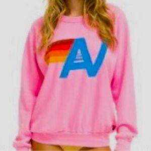 NWT Aviator Nation Neon Pink Logo Sweatshirt Size Small